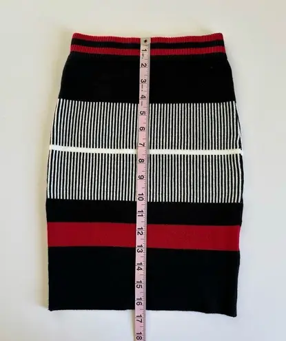 SEEK the Label LF Red & Black Striped Bodycon Stretch Pencil Skirt Size XS NWT