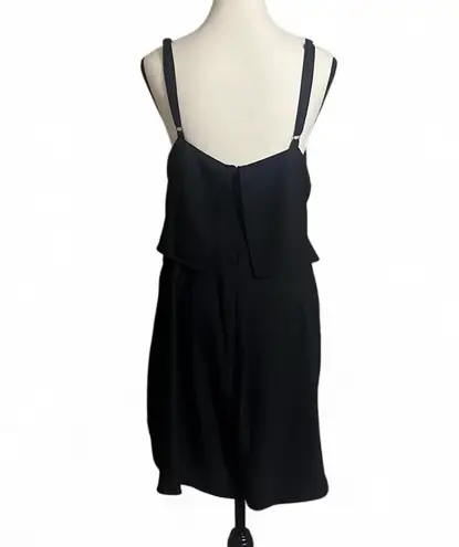 City Chic Romper Sz L 20 Elegant Black Layered Ruffle Tiered Slimming Playsuit