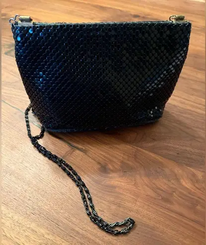 Vintage Black Metal Mesh Evening/Shoulder Purse With Front Bow And Chain Strap
