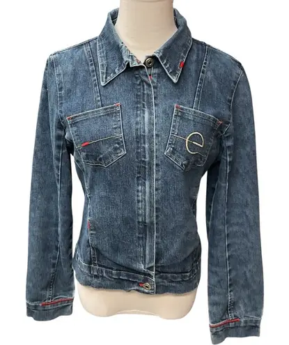 Ecko Red Women's Stretch Long Sleeve Full Zip Curvy Pockets Jean Jacket Size M Blue Size M
