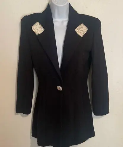 St. John Evening Black Double Breasted Knit Sweater