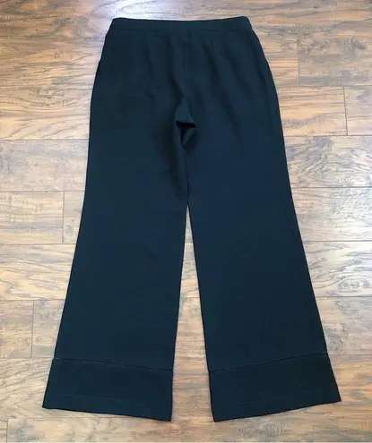 Emporio Armani • black wide leg trousers textured woven pleated mid rise