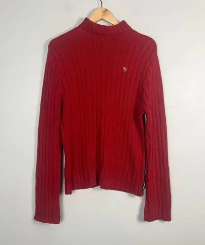 Abercrombie & Fitch  Size Lg Red Extra Long Sleeves Vintage Y2K turtleneck thumbnail 1