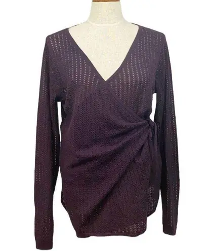 Betabrand Microclimate Knit Office Wrap Plum Sweater