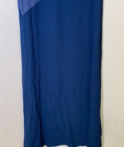 Soft Surroundings  Blue Colorblock Maxi Sleeveless Shift Dress EUC Sz Lg Petite