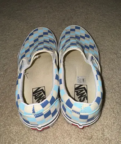 Vans Blue/Off White Checkered Slip-Ons