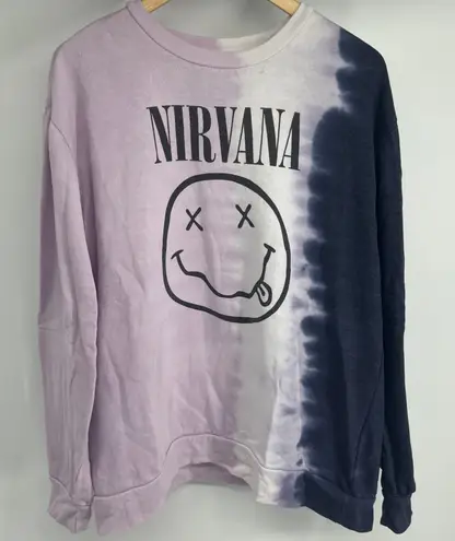 Nirvana Smiley Face Tie Dye Long Sleeve Sweatshirt Loungewear Women's XL