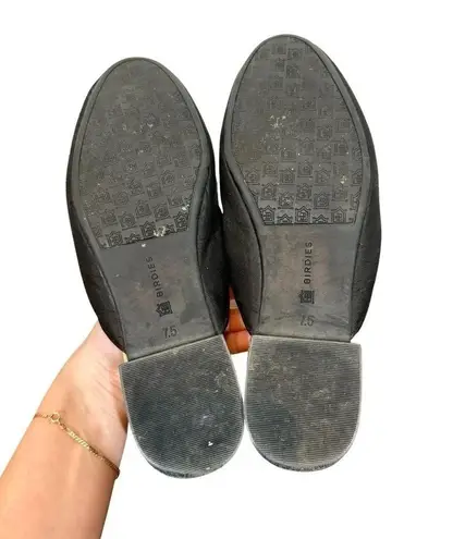 Birdies The Raven Mule in Satin Slubbed Shantung Black