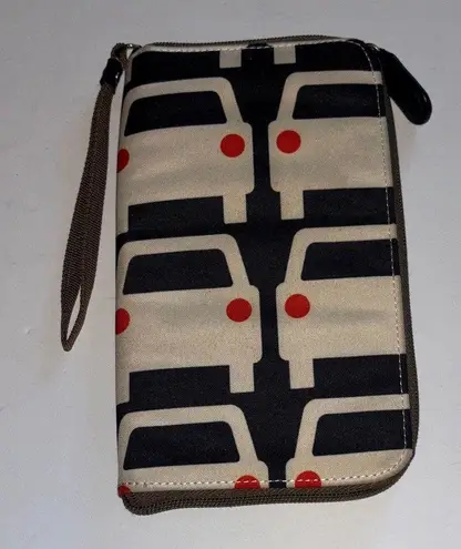 ORLA KIELY BLACK& CREAM CANVAS TRAVEL BAG CAR DESIGN GREAT FOR TRAVEL DOCUMENTS Black