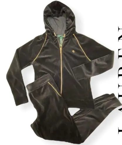 Ralph Lauren LRL Lauren  Black/Gold Velour Tracksuit