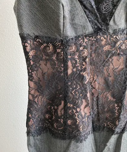 Moda International Gray Lace Trim Midi Dress