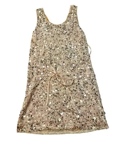 GOLD HAWK BALLET SEQUIN VINTAGE DRESS XS p