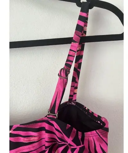 NWT Island Escape Tropical Pink Tahiti Floral Ruffle Tankini Swim Top Size 6