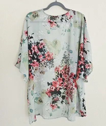 Boutique Floral Kimono Womens One Size Duster Sheer Long Hippie Multicolor Green
