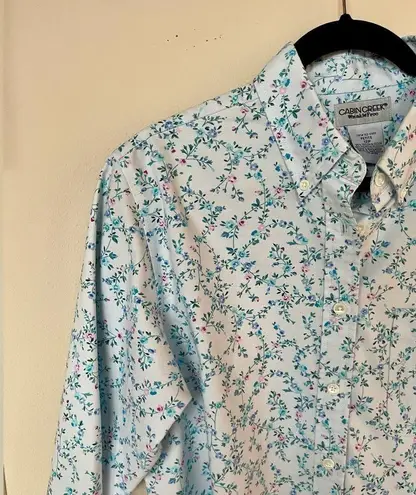 Cabin creek  Aqua Floral Button Down | Size 12P | Like New | Discontinued