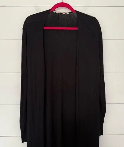 Soft Surroundings Women’s Large Black Ribbed Cardigan Sweater