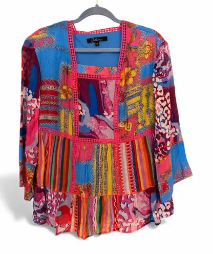 CALESSA S Fiesta Patchwork Print Boho Square