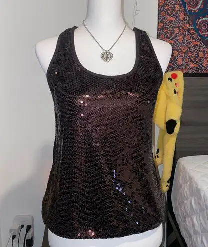 julie's closet 2000s glamours brown sequin tank top