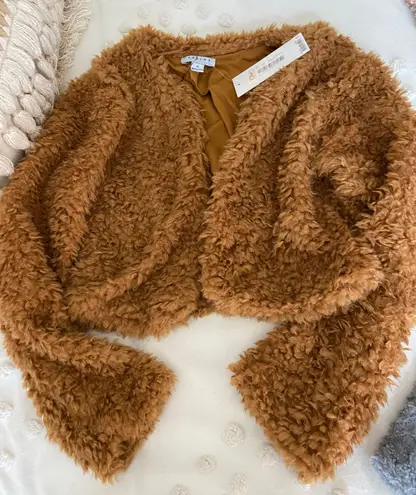 FAVLUX Brown Cropped Teddy Coat 