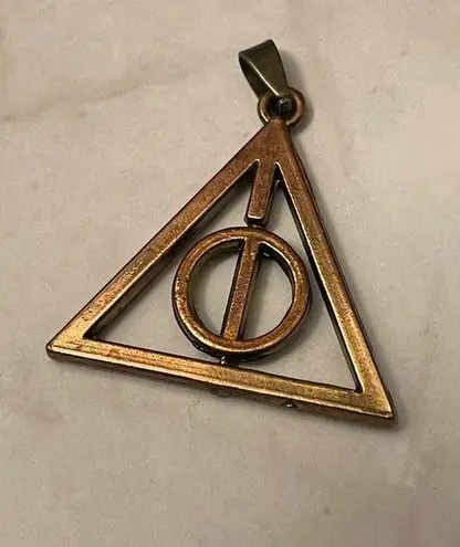 Harry Potter Deathly Hallows Spinning Pendant Bronze Toned Brown