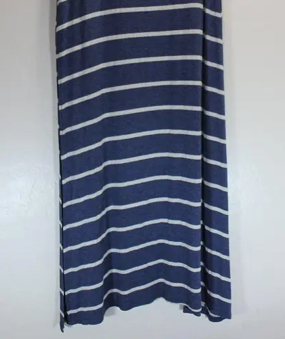 Elan  Navy White Stripe Waist Maxi Skirt with Side Slit size Large