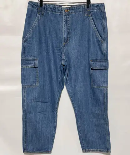 Universal Thread Cargo Boyfriend Jeans Mid Rise 100% Cotton Medium Wash Size 14 Blue
