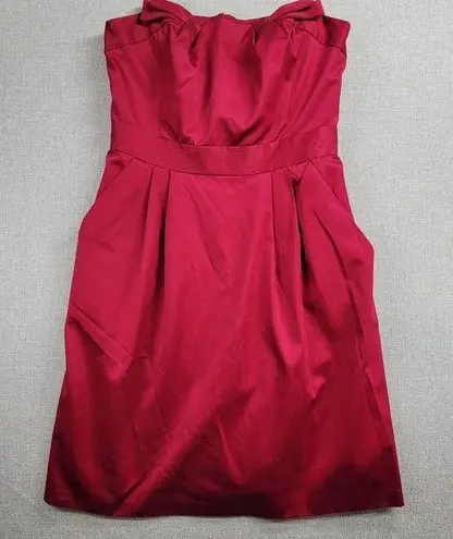 David's Bridal  Womens Dress Size 8 Pink Strapless Satin Mini Cocktail Party NEW