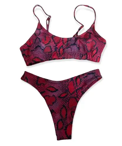 Amazon Red Snake Print High Hip Bikini Set Size Small