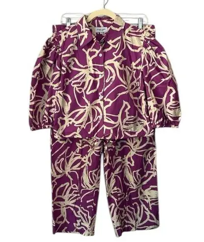 Olivia James The Label Purple Swirl Crop Top And Pant Set Size XS/S