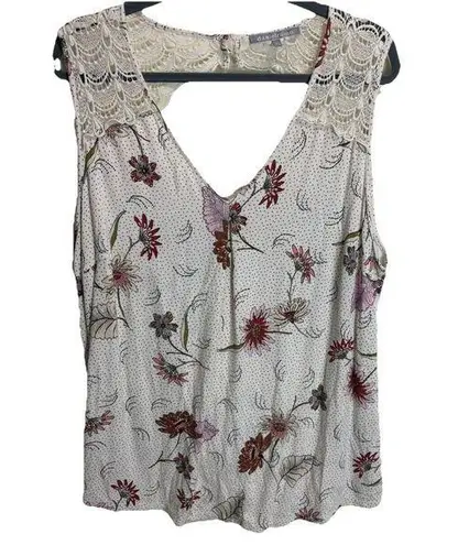 Daniel Rainn Ivory Floral Print Sleeveless V-Neck Blouse Size 3X Boho StitchFix