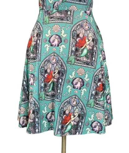 Disney The Little Mermaid Teal Ariel Print Open Back Skater Dress