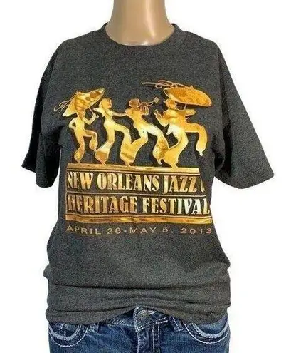 Unisex T Shirt Top New Orleans Jazz and Heritage Festival 2013 Gray Small
