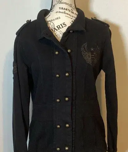 VINTAGE HARLEY DAVIDSON TAILOR FITTED MILITARY EMBROIDERED WOMENS JACKET SZ M Black Size M