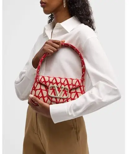 Valentino Garavani NWT Iconographe Loco Canvas Envelope Hobo Bag Red One Size