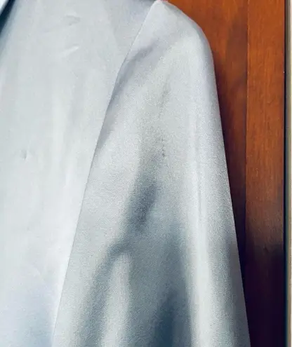 Nanushka Siwa Dress Wrap Long Sleeve Satin Light Blue Size Medium