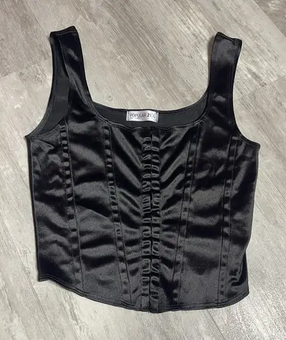 Popular 21 Women's Tank Sleeve Satin Crop Black Small Bag6