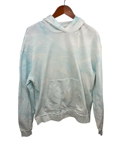 John Elliott White Sky Blue Hoodie Marble Swirl Streetwear Sweatshirt Medium