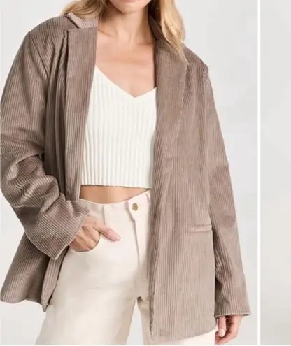 DONNI Corduroy Cotton Blazer Size S In Mushroom Brown
