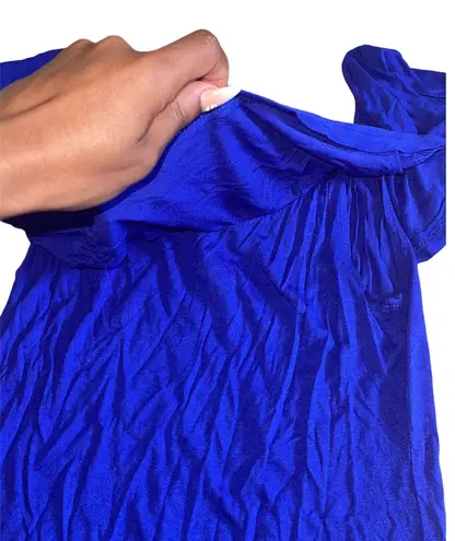 Glitz Ruffled Off The Shoulder Blue Bodysuit Large