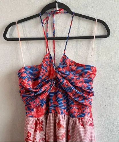 Badgley Mischka Belle Dress Delaney Floral Halter Tie Neck Lined Maxi Sz 6 NWT