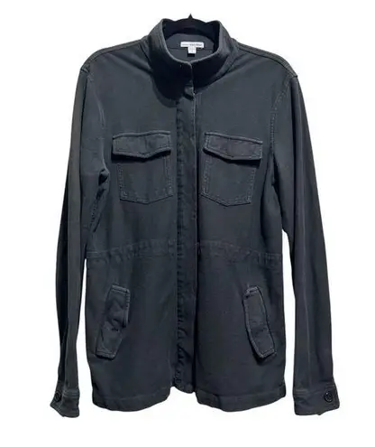 James Perse Standard Dark Gray Cotton Utility Shirt Jacket