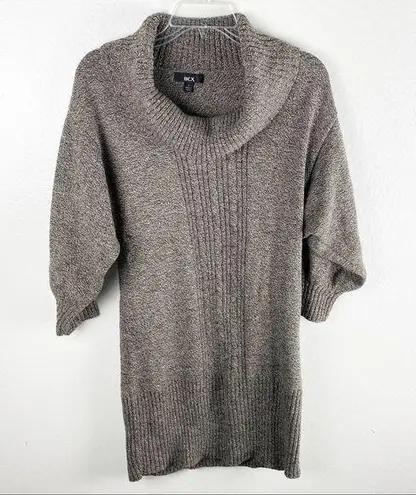BCX Brown Cowl Neck Knit Ribbed 3/4 Sleeve Tunic Sweater, Size Large