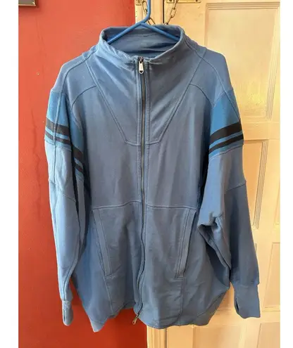 Free People  Knockout Track Zip-Up Sweatshirt Oversized Cobalt Large - Image 7