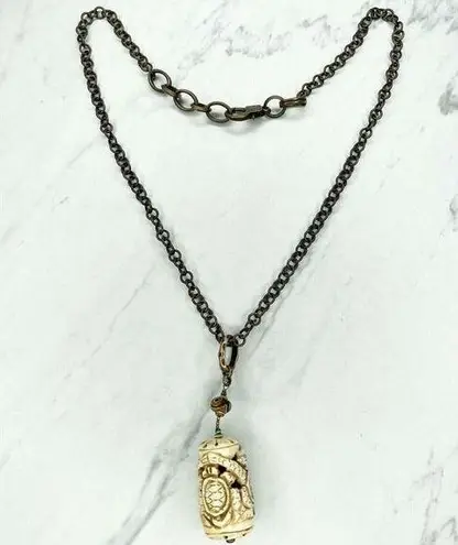 Totem Style Beaded Pendant Boho Necklace thumbnail 1