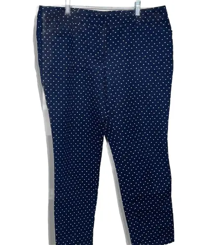Dalia Women’s Navy Ankle Pants Size 12 Polca Dot Heart Print Stretch Waist 36 Blue
