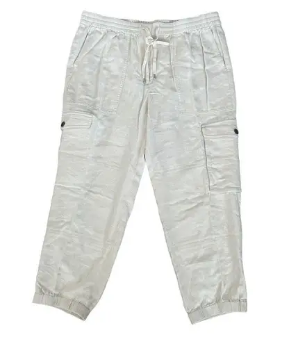 New J. Crew Linen Blend Cream Elastic Tie Waist Zip Ankle Jogger Plus Size 16
