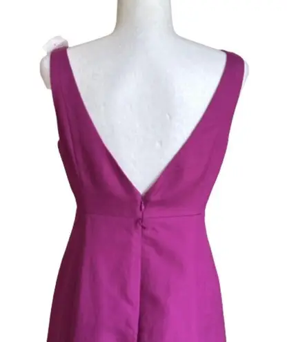 J.Crew  Dress Purple Magenta Sleeveless V-Neck V-Back Cotton Summer Dress Size 6P