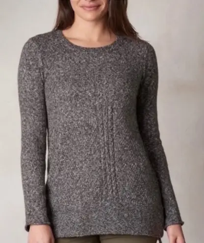 prAna Nolan Tunic Sweater Coal Gray Grey Size Small Crew Neck Braided Knit