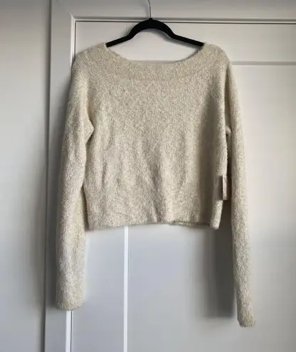 Happily Grey Cream Gold Sparkle Knit Scoop Neck Balletcore Boho Sweater XL