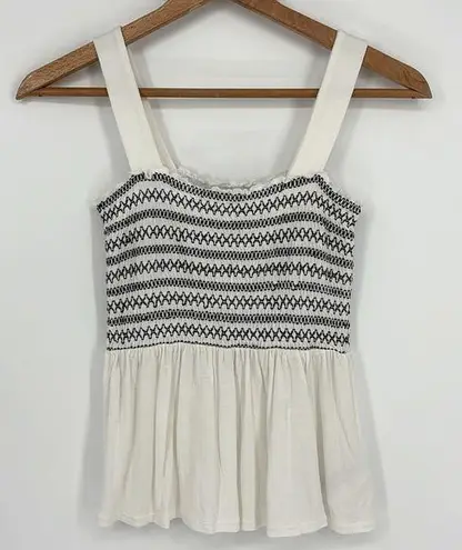 H&M  Smocked Babydoll Tank Top Size XS in White & Black